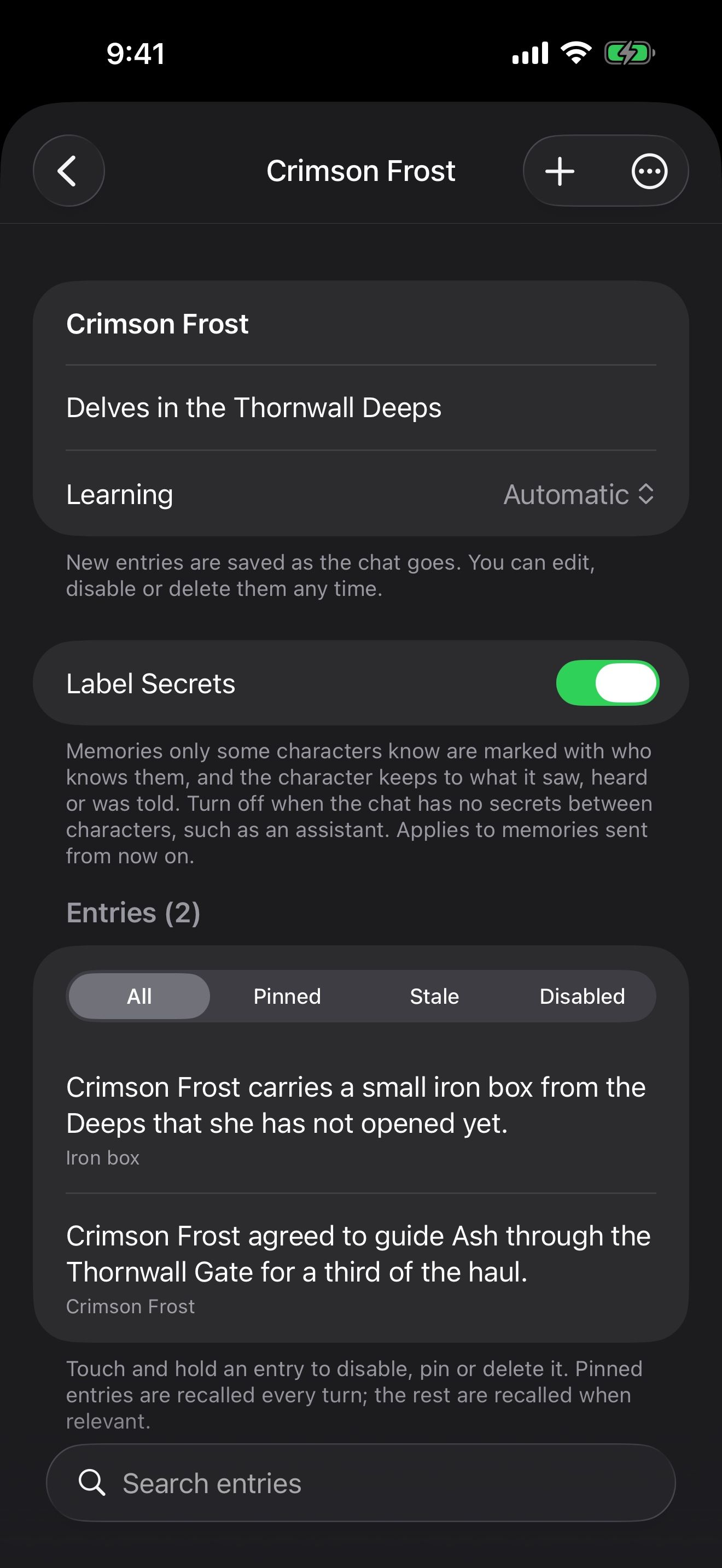 Crimson Frost's memory: what she learned about the iron box and her deal to guide you.