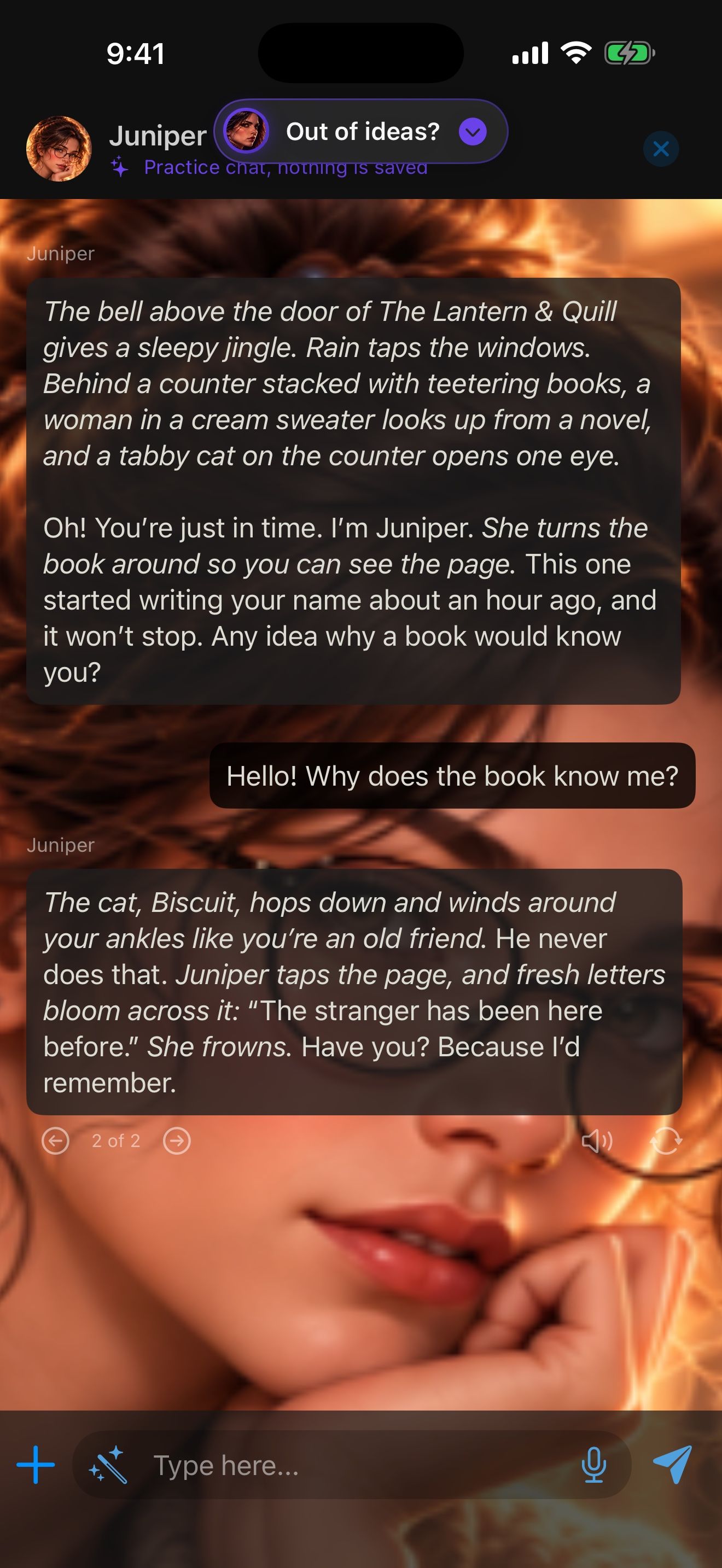 A regenerated reply with the 2 of 2 arrows under it.